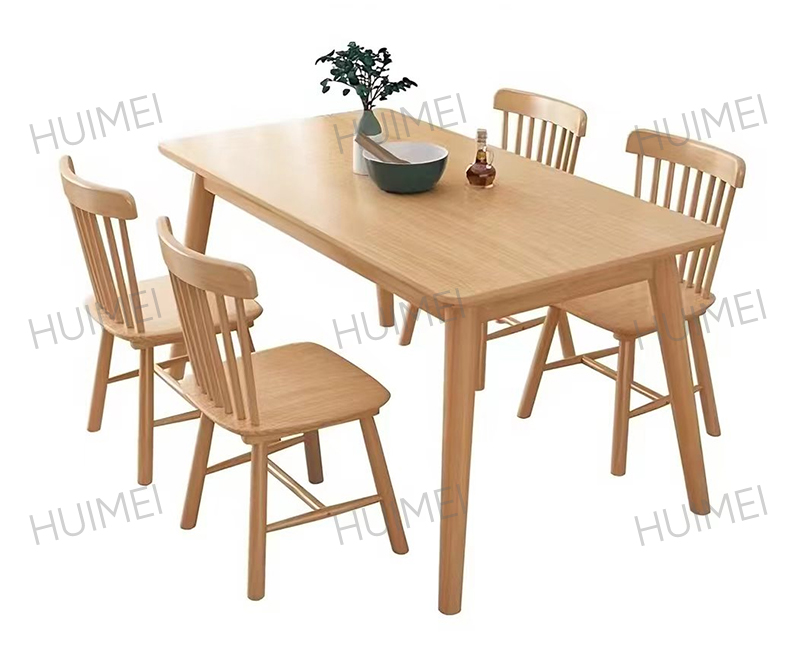 Juego de mesa de comedor para profesores de madera Huimei con 4 sillas (acabado de madera veteada) HMZX-015