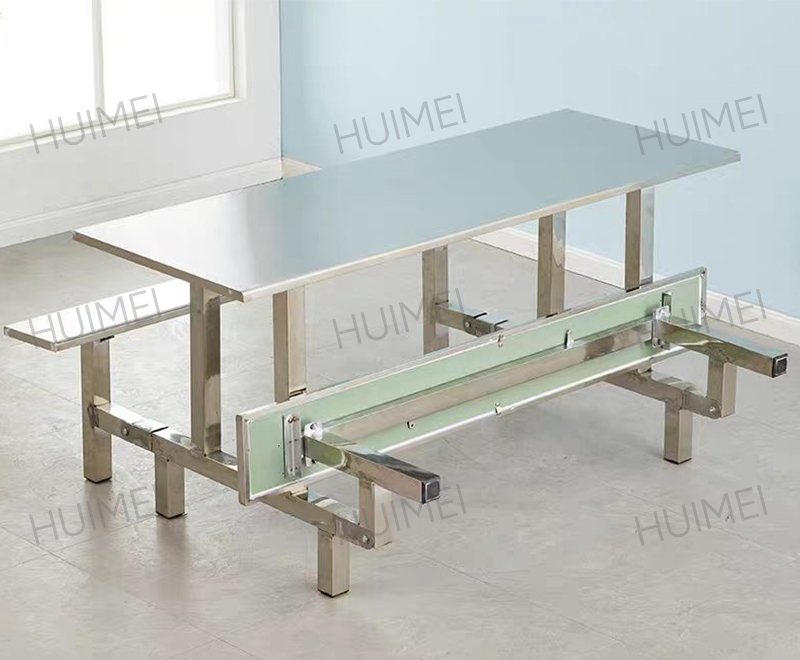 Mesa de comedor de acero inoxidable Huimei con bancos (plateada) HMZX-010