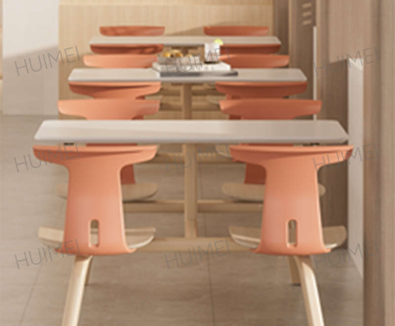 Mesa de comedor integrada para profesores para 4 personas Huimei con asientos fijos (blanco/amarillo/rojo) HMZX-016